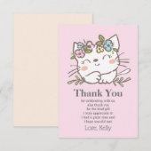 blanke katje, kitten, dieren bedankt je kaart (Voorkant / Achterkant)