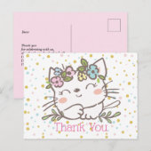 blanke katje, kitten, dieren bedankt je kaart (Voorkant / Achterkant)