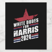 Blanke Kerels Voor Kamala Harris 2024 Wijn Etiket (Enkel label)