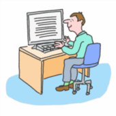 Blanke man die aan een computer werkt sticker (Voorkant)