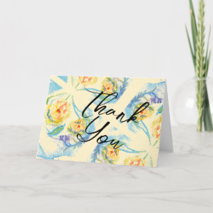 Blanke watercolor bedankkaart met bloemen