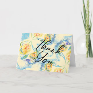 Blanke watercolor bedankkaart met bloemen