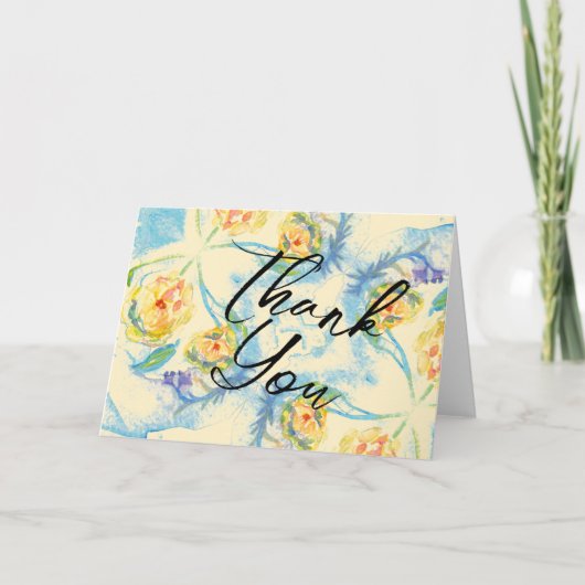 Blanke watercolor bedankkaart met bloemen (Voorkant)