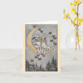 Blanke  winterelfen op de maan kaart (Gele Bloem)