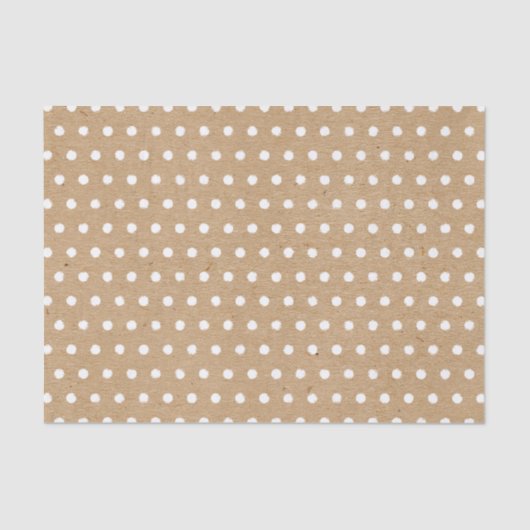 Blanke witte pokadots op Faux Brown Kraft Tissuepapier (Voorkant)