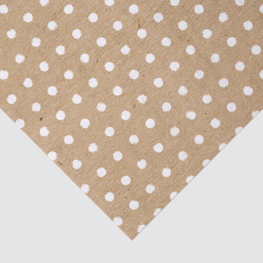 Blanke witte pokadots op Faux Brown Kraft Tissuepapier (Detail)