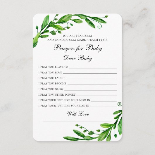 Blanken voor baby. Groene botanische wensen. Green Advieskaart (Voorkant)