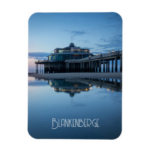 Blankenberge Pier Reflecties tijdens Blauwe Uur Magneet