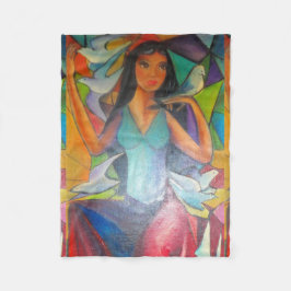 Blanket Colorful Glas in lood Graceful Madonna Fleece Deken