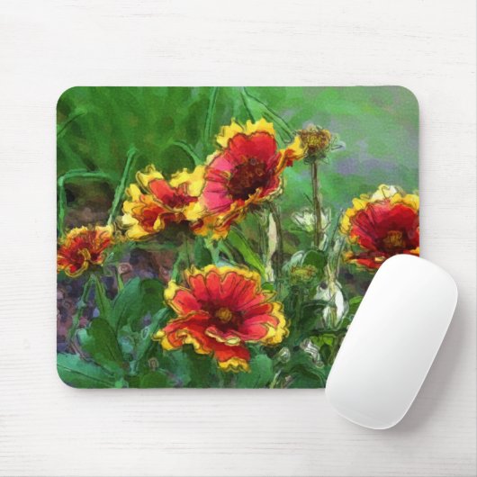 Blanket Daisy Flowers Waterverf Art Muismat (Met muis)