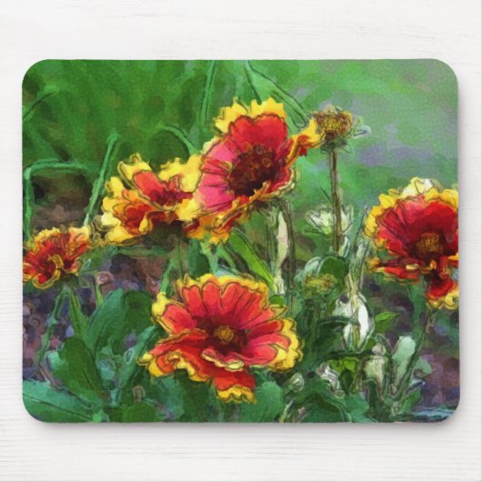 Blanket Daisy Flowers Waterverf Art Muismat (Voorkant)