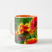 Blanket Flower Daisies Waterverf Art Tweekleurige Koffiemok (Voorkant links)