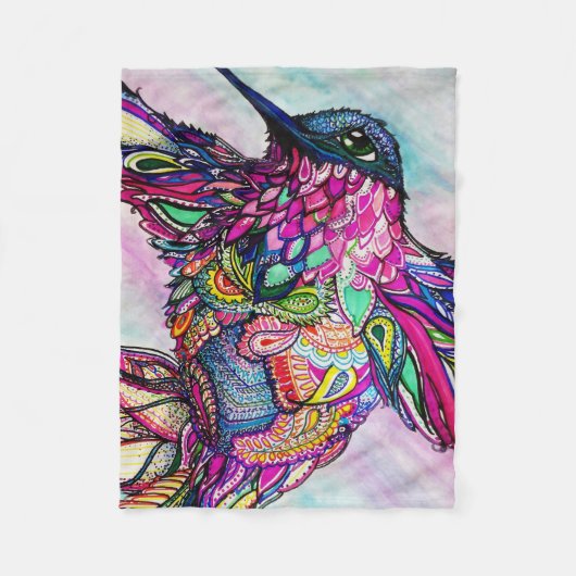 Blanket Hummingbird Zen Tangle Art Michele Zurine Fleece Deken (Voorkant)