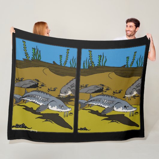 BLANKET - LAKE STURGEON COLORING PAGE - SPOT DIF FLEECE DEKEN (In situ)