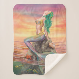 Blanket Mermaid. Bij zonsondergang. Sherpa Deken