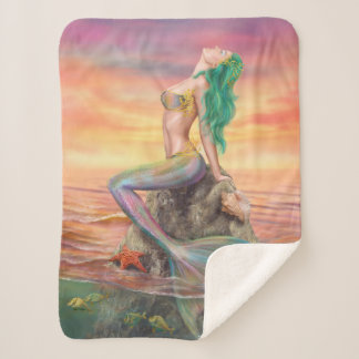 Blanket Mermaid. Bij zonsondergang. Sherpa Deken