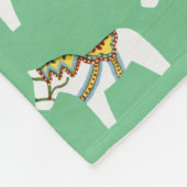 Blanket met White Dala Horses Fleece Deken (Hoek)