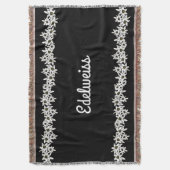 Blanket met zwarte en witte Edelweiss Deken (Voorkant Verticaal)