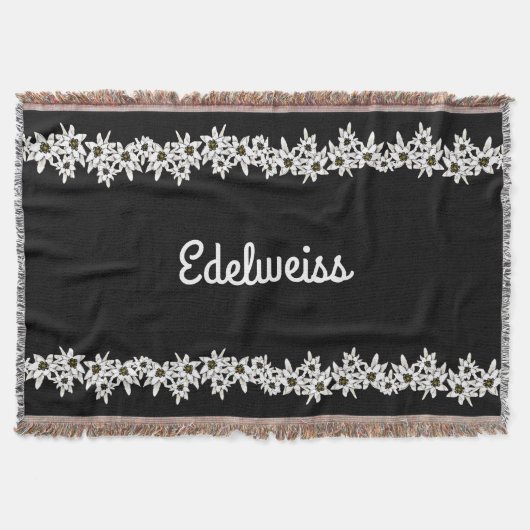 Blanket met zwarte en witte Edelweiss Deken (Voorkant)