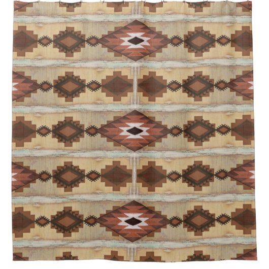 Blanket Pattern Mountain Rustic Wood Cabin Douchegordijn (Voorkant)