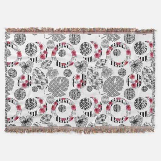 Blanket, rood en zwart, kantelen, patchwork deken (Voorkant)