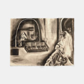 BLANKET Spooky Bride in Mirror Charcoal Drawing Fleece Deken (Voorkant (Horizontaal))