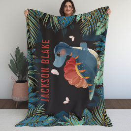 Blanket voor jongens met Dinosaur en gouden olie Fleece Deken