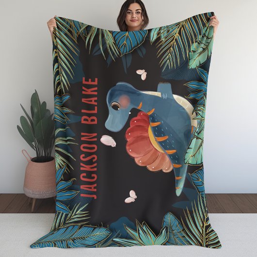 Blanket voor jongens met Dinosaur en gouden olie Fleece Deken