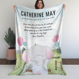 Blanket voor kleinkind met bericht en olifant fleece deken