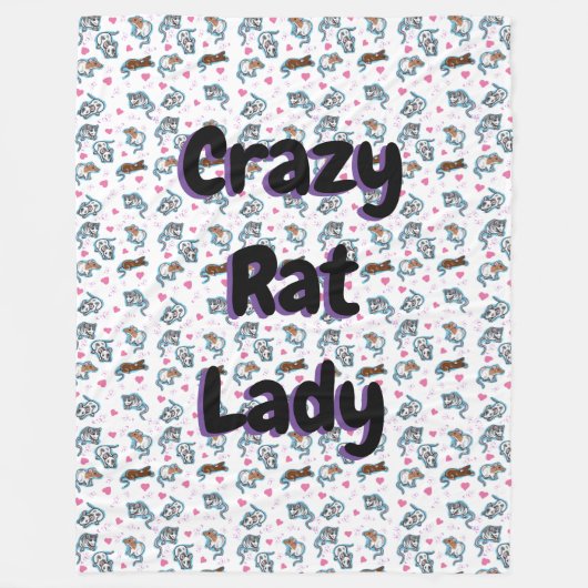 Blanket voor rattenlovers - Crazy Rat Lady Fleece Deken (Voorkant)