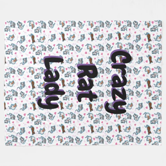 Blanket voor rattenlovers - Crazy Rat Lady Fleece Deken (Voorkant (Horizontaal))