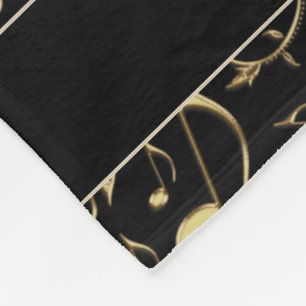 Blanket voor zwarte en gouden Muzieknoten Fleece Deken