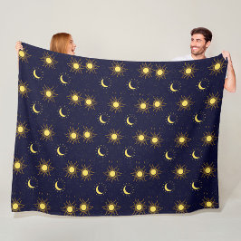 Blanket with deep blue background fleece deken