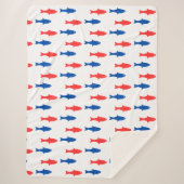 Blanket with red and blue fish, nautical design sherpa deken (Voorkant)