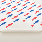 Blanket with red and blue fish, nautical design sherpa deken (3/4)
