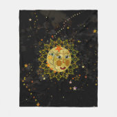 Blanket, zon, maan en sterren op zwart fleece deken (Voorkant)