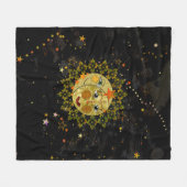 Blanket, zon, maan en sterren op zwart fleece deken (Voorkant (Horizontaal))