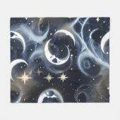 Blankets – Platinum Silver Celestial Moon Luxury Fleece Deken (Voorkant (Horizontaal))
