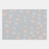 Blanzend roze goud en zilversneeuwvlokken van grij inpakpapier vel (Voorkant 2)