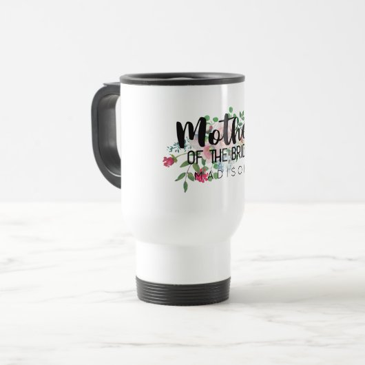 Blanzende Roos Floral Wedding Moeder van de Bride Reisbeker (Voorkant links)