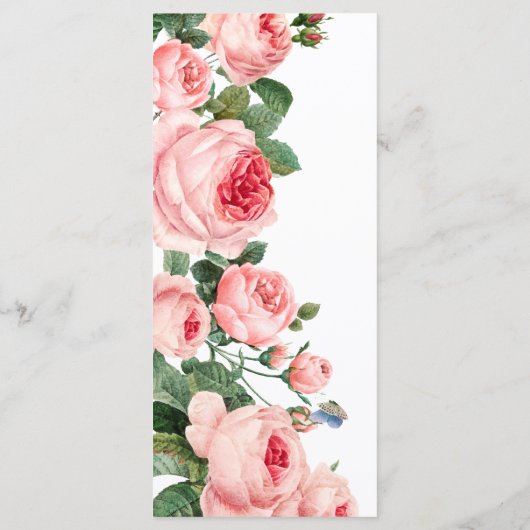 Blanzende roze roze bloemen - Elegant huwelijk Menu (Achterkant)