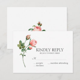 Blanzende roze roze bloemen - Elegant huwelijk RSVP Kaartje