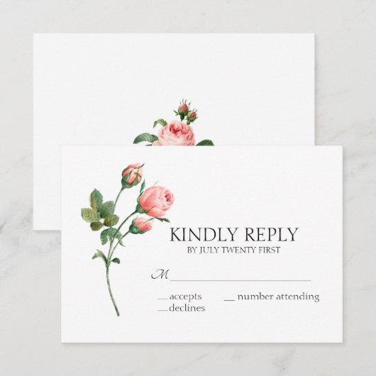 Blanzende roze roze bloemen - Elegant huwelijk RSVP Kaartje (Voorkant / Achterkant)