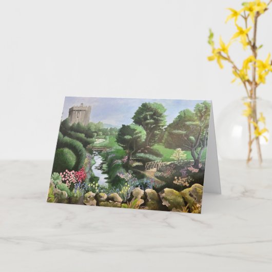 Blarney Castle gevouwen Wenskaart Kaart (Gele Bloem)