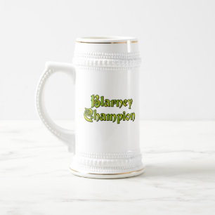 Blarney Kampioen witte stein met gouden sierlijst Bierpul