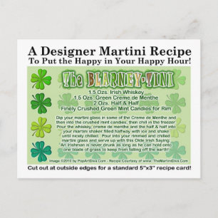 Blarney-Tini St. Patrick's Day Martini Recipe Card Briefkaart
