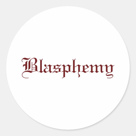 Blasfemie (rood) ronde sticker (Voorkant)