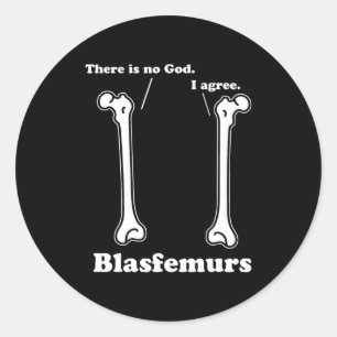 blasfemurs grammatica pun, grappige biologie ronde sticker