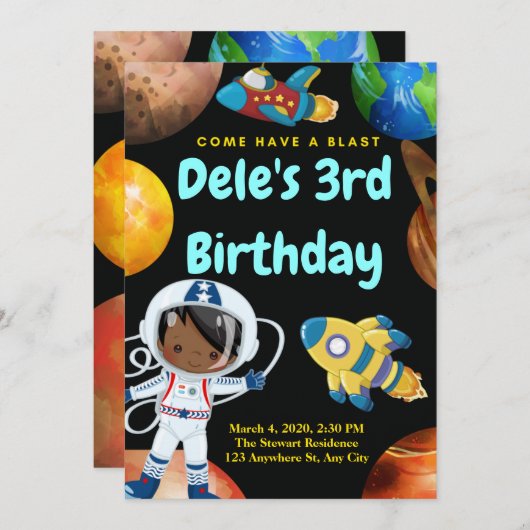 Blast of Birthday Invitation Kaart (Voorkant / Achterkant)