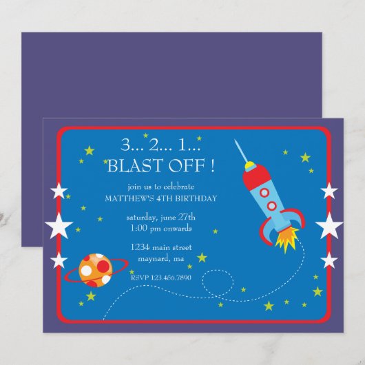 Blast of Birthday Invitation Kaart (Voorkant / Achterkant)